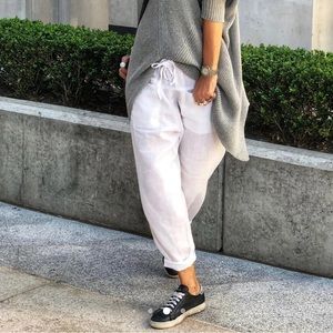 NWOT and Andrea white linen fisherman’s pants XXS-XS